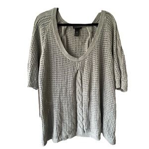 Lane Bryant Open Knit Sweater Womens Plus Size 18/20 grey Top 100% Cotton